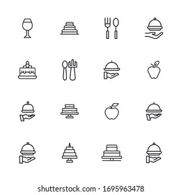 Stroke line icons set of Food. Simple symbols for app development and website design. Vector outline pictograms isolated on a white background. Pack of stroke icons. 

