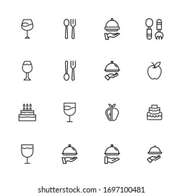 Stroke line icons set of Food. Simple symbols for app development and website design. Vector outline pictograms isolated on a white background. Pack of stroke icons. 
