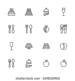 Stroke line icons set of gastronomy. Simple symbols for app development and website design. Vector outline pictograms isolated on a white background. Pack of stroke icons. 
