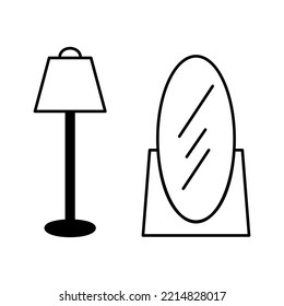 Stroke line icons set of home stuff. Simple symbols for app development and website design. Vector outline pictograms isolated on a white background.