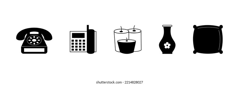 Stroke line icons set of home stuff. Simple symbols for app development and website design. Vector outline pictograms isolated on a white background.