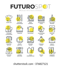 Stroke line icons set of home tableware, household and kitchen utensils. Modern flat linear pictogram concept. Premium quality outline symbol collection. Simple vector material design of web graphics.