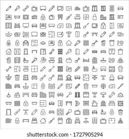 Stroke line icons set of house. Simple symbols for app development and website design. Vector outline pictograms isolated on a white background. Pack of stroke icons. 