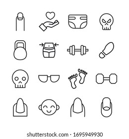 Stroke line icons set of human. Simple symbols for app development and website design. Vector outline pictograms isolated on a white background. Pack of stroke icons. 