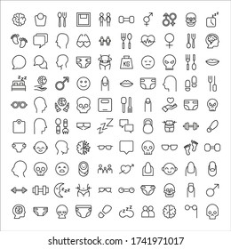 Striche Linie Symbole Satz von Menschen. Einfache Symbole für die Entwicklung von Anwendungen und das Design von Websites. Piktogramme im Vektor auf weißem Hintergrund isoliert. Pack mit Symbolen für Schlaganfälle. 