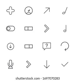 Conjunto de iconos de línea de trazo de la interfaz. Símbolos simples para el desarrollo de aplicaciones y el diseño de sitios web. Pictogramas de contorno vectorial aislados en un fondo blanco. Paquete de iconos de trazo. 