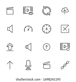 Conjunto de iconos de línea de trazo de la interfaz. Símbolos simples para el desarrollo de aplicaciones y el diseño de sitios web. Pictogramas de contorno vectorial aislados en un fondo blanco. Paquete de iconos de trazo. 