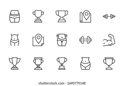 Stroke line icons set of lifestyle. Simple symbols for app development and website design. Vector outline pictograms isolated on a white background. Pack of stroke icons. 