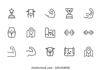 Stroke line icons set of lifestyle. Simple symbols for app development and website design. Vector outline pictograms isolated on a white background. Pack of stroke icons. 