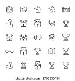 Stroke line icons set of lifestyle. Simple symbols for app development and website design. Vector outline pictograms isolated on a white background. Pack of stroke icons. 
