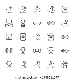 Stroke line icons set of lifestyle. Simple symbols for app development and website design. Vector outline pictograms isolated on a white background. Pack of stroke icons.