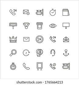 Stroke line icons set of marketing. Simple symbols for app development and website design. Vector outline pictograms isolated on a white background. Pack of stroke icons. 