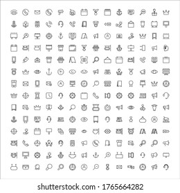 Stroke line icons set of marketing. Simple symbols for app development and website design. Vector outline pictograms isolated on a white background. Pack of stroke icons. 