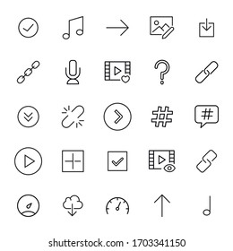 Stroke line icons set of miscellaneous. Simple symbols for app development and website design. Vector outline pictograms isolated on a white background. Pack of stroke icons. 