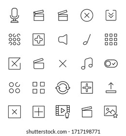 Stroke line icons set of miscellaneous. Simple symbols for app development and website design. Vector outline pictograms isolated on a white background. Pack of stroke icons. 
