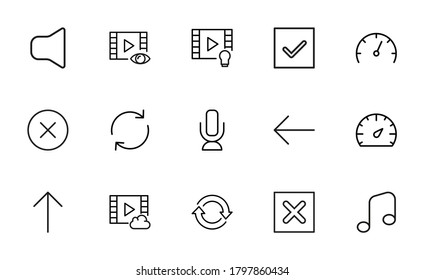 Stroke line icons set of miscellaneous. Simple symbols for app development and website design. Vector outline pictograms isolated on a white background. Pack of stroke icons.