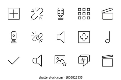 Stroke line icons set of miscellaneous. Simple symbols for app development and website design. Vector outline pictograms isolated on a white background. Pack of stroke icons.