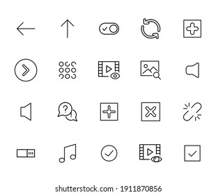 Iconos de línea de trazo de varios. Símbolos simples para el desarrollo de aplicaciones y el diseño de sitios web. Pictogramas de contorno vectorial aislados en un fondo blanco. Paquete de iconos de trazo.