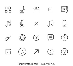 Stroke line icons set of miscellaneous. Simple symbols for app development and website design. Vector outline pictograms isolated on a white background. Pack of stroke icons.