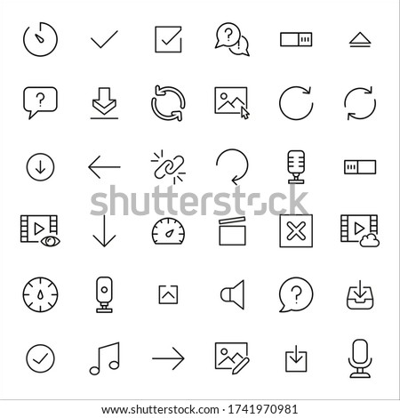 Stroke line icons set of miscellaneous. Simple symbols for app development and website design. Vector outline pictograms isolated on a white background. Pack of stroke icons. 