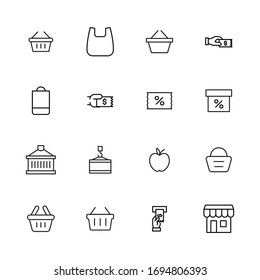 Stroke line icons set of retail. Simple symbols for app development and website design. Vector outline pictograms isolated on a white background. Pack of stroke icons. 