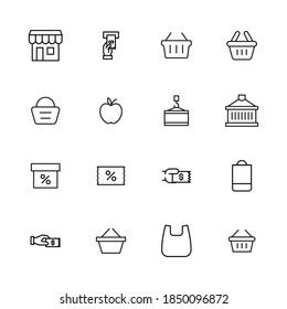 Stroke line icons set of retail. Simple symbols for app development and website design. Vector outline pictograms isolated on a white background. Pack of stroke icons.