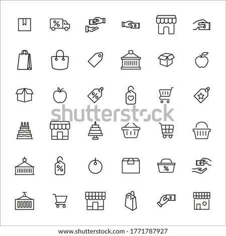 Stroke line icons set of retail. Simple symbols for app development and website design. Vector outline pictograms isolated on a white background. Pack of stroke icons. 