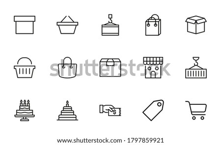 Stroke line icons set of retail. Simple symbols for app development and website design. Vector outline pictograms isolated on a white background. Pack of stroke icons.