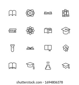 Stroke line icons set of science. Simple symbols for app development and website design. Vector outline pictograms isolated on a white background. Pack of stroke icons. 