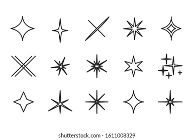 Stroke line icons set of sparkle. Simple symbols for app development and website design. Vector outline pictograms isolated on a white background. Pack of stroke icons. 