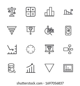 Stroke line icons set of statistic. Simple symbols for app development and website design. Vector outline pictograms isolated on a white background. Pack of stroke icons.