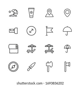 Stroke line icons set of travel. Simple symbols for app development and website design. Vector outline pictograms isolated on a white background. Pack of stroke icons. 