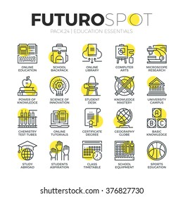 Stroke line icons set of web school education training and study online. Modern flat linear pictogram concept. Premium quality outline symbol collection. Simple vector material design of web graphics.