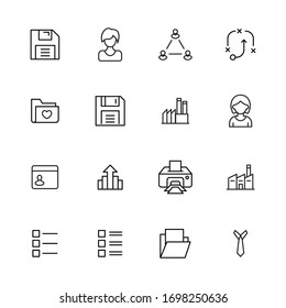 Stroke line icons set of work. Simple symbols for app development and website design. Vector outline pictograms isolated on a white background. Pack of stroke icons. 


