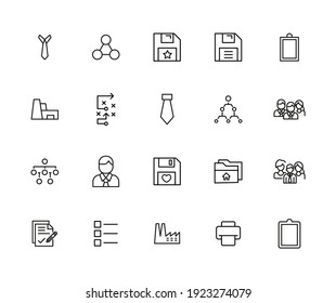 Stroke Line Icons Set Of Work. Simple Symbols For App Development And Website Design. Vector Outline Pictograms Isolated On A White Background. Pack Of Stroke Icons.