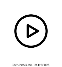 Stroke Line Play Button Illustrating Start of Video, Motion Content, Screen Media, Online View, and Simple Digital Media Control