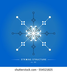 Stroke linear isolated geometric figure. Scientific grid. Chemical lattice structure. Compound model. Fundamental nuclear particle. Sacral symbol. Magic metaphysic emblem sign. Cosmic astral shape.