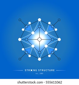 Stroke linear isolated geometric figure. Scientific grid. Chemical lattice structure. Compound model. Fundamental nuclear particle. Sacral symbol. Magic metaphysic emblem sign. Cosmic astral shape.