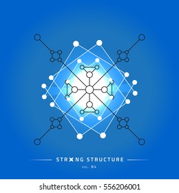 Stroke linear isolated geometric figure. Scientific grid. Chemical lattice structure. Compound model. Fundamental nuclear particle. Sacral symbol. Magic metaphysic emblem sign. Cosmic astral shape.