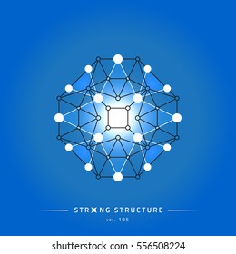 Stroke linear isolated geometric figure. Scientific grid. Chemical lattice structure. Compound model. Fundamental nuclear particle. Sacral symbol. Magic metaphysic emblem sign. Cosmic astral shape.