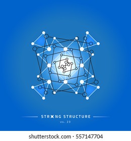 Stroke linear isolated geometric figure. Scientific grid. Chemical lattice structure. Compound model. Fundamental nuclear particle. Sacral symbol. Magic metaphysic emblem sign. Cosmic astral shape.