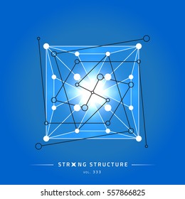 Stroke linear isolated geometric figure. Scientific grid. Chemical lattice structure. Compound model. Fundamental nuclear particle. Sacral symbol. Magic metaphysic emblem sign. Cosmic astral shape.