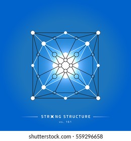Stroke linear isolated geometric figure. Scientific grid. Chemical lattice structure. Compound model. Fundamental nuclear particle. Sacral symbol. Magic metaphysic emblem sign. Cosmic astral shape.
