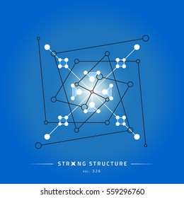 Stroke linear isolated geometric figure. Scientific grid. Chemical lattice structure. Compound model. Fundamental nuclear particle. Sacral symbol. Magic metaphysic emblem sign. Cosmic astral shape.