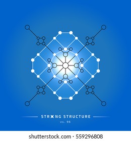 Stroke linear isolated geometric figure. Scientific grid. Chemical lattice structure. Compound model. Fundamental nuclear particle. Sacral symbol. Magic metaphysic emblem sign. Cosmic astral shape.