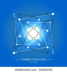 Stroke linear isolated geometric figure. Scientific grid. Chemical lattice structure. Compound model. Fundamental nuclear particle. Sacral symbol. Magic metaphysic emblem sign. Cosmic astral shape.