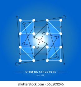 Stroke linear isolated geometric figure. Scientific grid. Chemical lattice structure. Compound model. Fundamental nuclear particle. Sacral symbol. Magic metaphysic emblem sign. Cosmic astral shape.