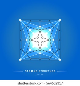 Stroke linear isolated geometric figure. Scientific grid. Chemical lattice structure. Compound model. Fundamental nuclear particle. Sacral symbol. Magic metaphysic emblem sign. Cosmic astral shape.