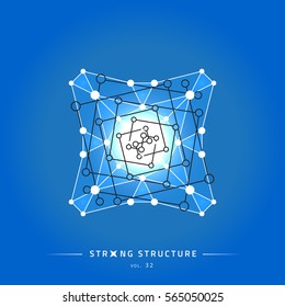 Stroke linear isolated geometric figure. Scientific grid. Chemical lattice structure. Compound model. Fundamental nuclear particle. Sacral symbol. Magic metaphysic emblem sign. Cosmic astral shape.