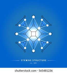 Stroke linear isolated geometric figure. Scientific grid. Chemical lattice structure. Compound model. Fundamental nuclear particle. Sacral symbol. Magic metaphysic emblem sign. Cosmic astral shape.